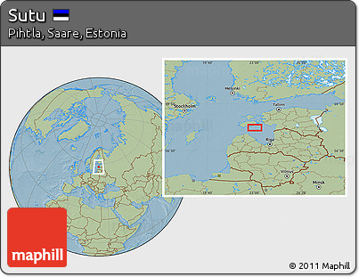 Savanna Style Location Map of Sutu, hill shading