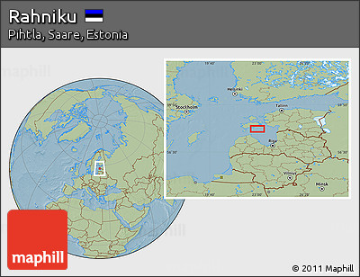 Savanna Style Location Map of Rahniku, hill shading