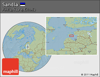 Savanna Style Location Map of Sandla, hill shading