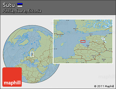 Savanna Style Location Map of Sutu, hill shading