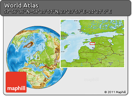Physical Location Map of the Area around 58° 8' 44" N, 23° 52' 30" E