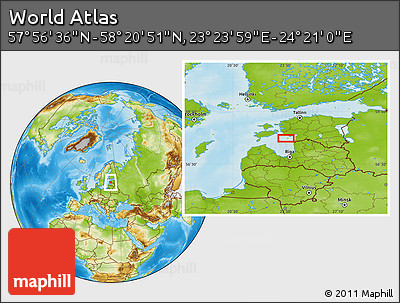Physical Location Map of the Area around 58° 8' 44" N, 23° 52' 30" E