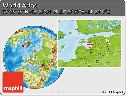 Physical Location Map of the Area around 58° 8' 44" N, 23° 52' 30" E