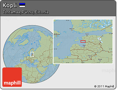 Savanna Style Location Map of Kopli, hill shading