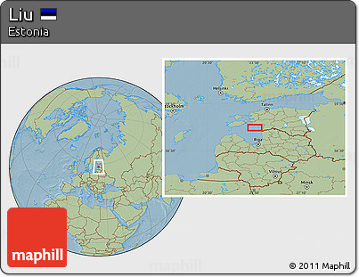 Savanna Style Location Map of Liu, hill shading