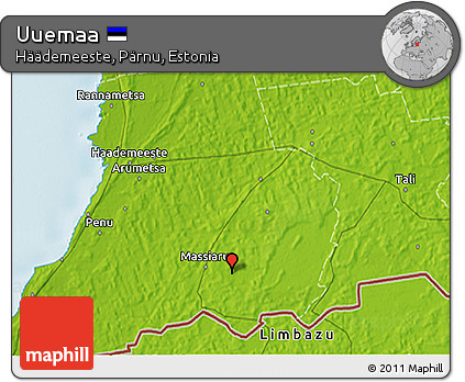 Physical 3D Map of Uuemaa