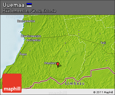 Physical 3D Map of Uuemaa