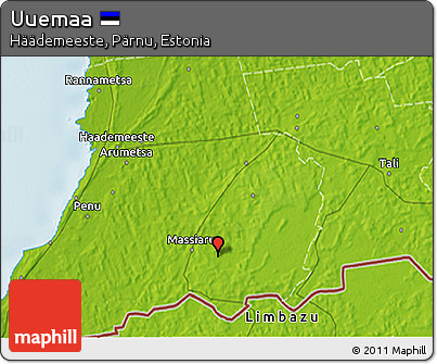 Physical 3D Map of Uuemaa