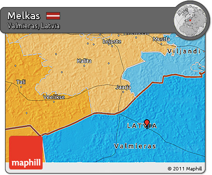 Political 3D Map of Melkas