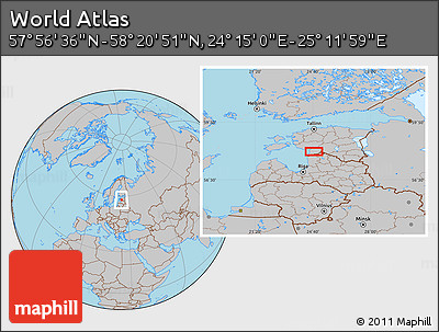 Gray Location Map of the Area around 58° 8' 44" N, 24° 43' 30" E