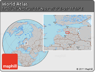 Gray Location Map of the Area around 58° 8' 44" N, 24° 43' 30" E