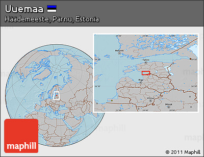 Gray Location Map of Uuemaa, hill shading
