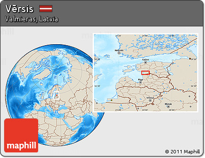 Shaded Relief Location Map of Vērsis