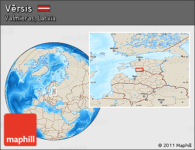 Shaded Relief Location Map of Vērsis