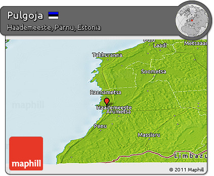 Physical Panoramic Map of Pulgoja