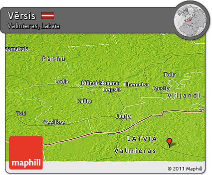 Physical Panoramic Map of Vērsis