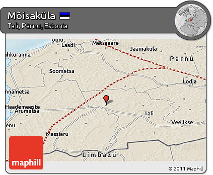 Shaded Relief Panoramic Map of Mõisaküla