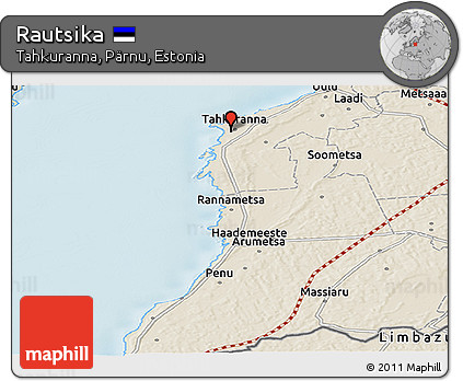 Shaded Relief Panoramic Map of Rautsika