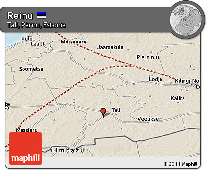 Shaded Relief Panoramic Map of Reinu