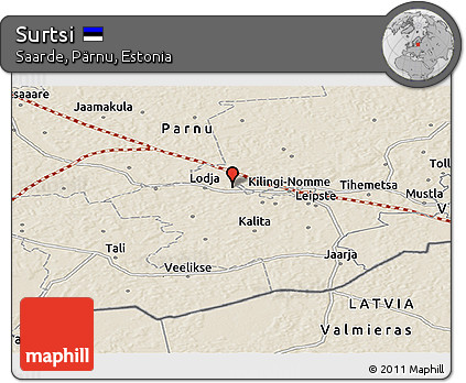 Shaded Relief Panoramic Map of Surtsi