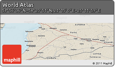 Shaded Relief Panoramic Map of the Area around 58° 8' 44" N, 24° 43' 30" E