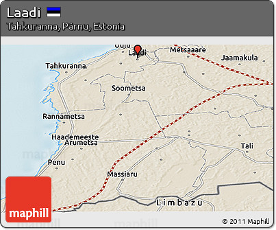 Shaded Relief Panoramic Map of Laadi