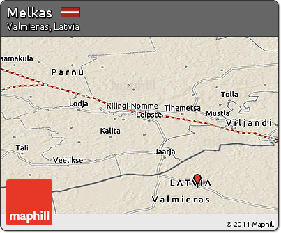 Shaded Relief Panoramic Map of Melkas