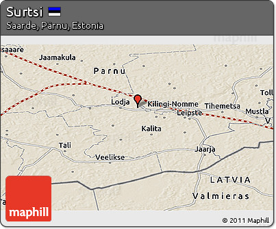 Shaded Relief Panoramic Map of Surtsi