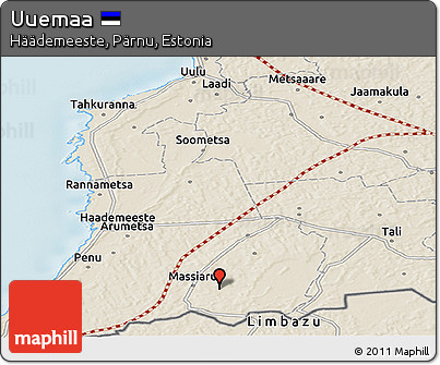 Shaded Relief Panoramic Map of Uuemaa