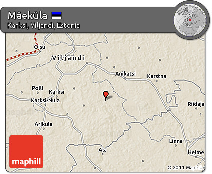 Shaded Relief 3D Map of Mäeküla