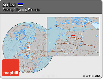 Gray Location Map of Sultsi, hill shading