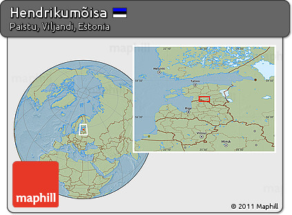 Savanna Style Location Map of Hendrikumõisa, hill shading