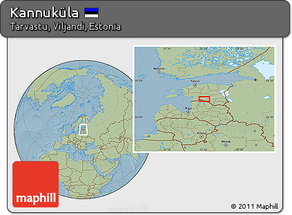 Savanna Style Location Map of Kannuküla, hill shading