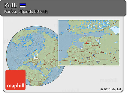 Savanna Style Location Map of Kulli, hill shading