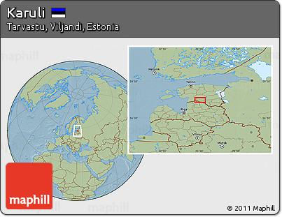 Savanna Style Location Map of Karuli, hill shading