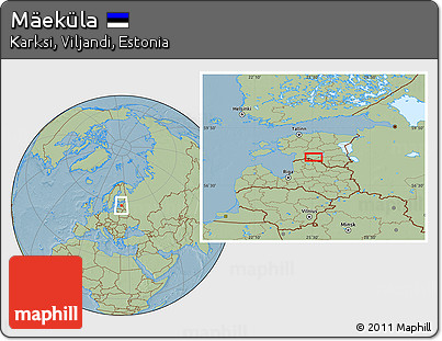 Savanna Style Location Map of Mäeküla, hill shading