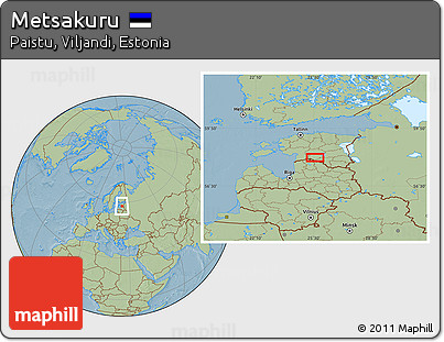 Savanna Style Location Map of Metsakuru, hill shading