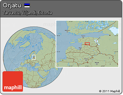Savanna Style Location Map of Orjatu, hill shading