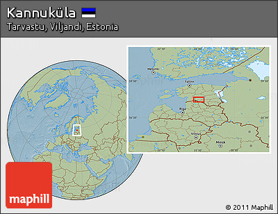 Savanna Style Location Map of Kannuküla, hill shading