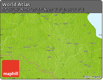 Physical Map of the Area around 58° 8' 44" N, 25° 34' 30" E