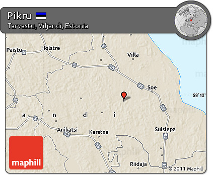 Shaded Relief Map of Pikru