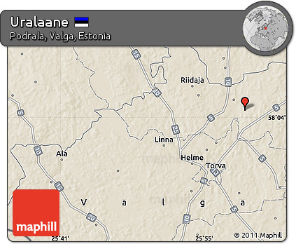 Shaded Relief Map of Uralaane