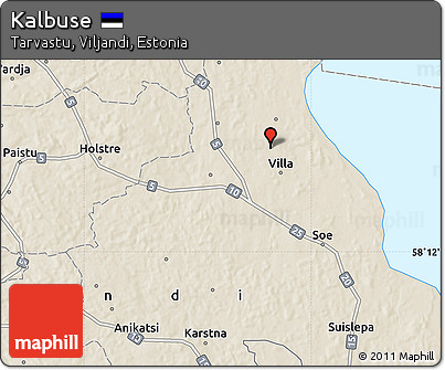 Shaded Relief Map of Kalbuse