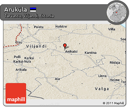Shaded Relief Panoramic Map of Aruküla