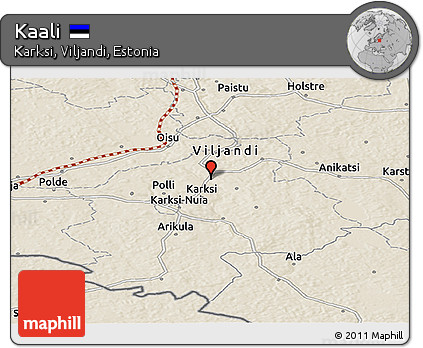 Shaded Relief Panoramic Map of Kaali