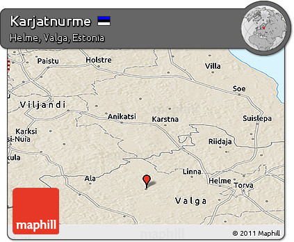 Shaded Relief Panoramic Map of Karjatnurme