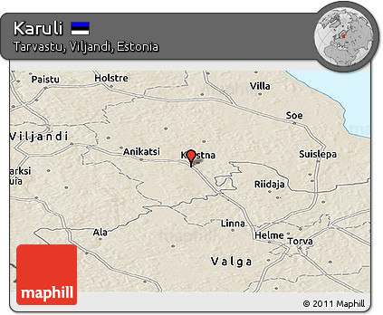 Shaded Relief Panoramic Map of Karuli