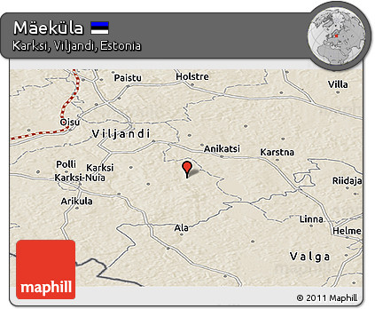 Shaded Relief Panoramic Map of Mäeküla