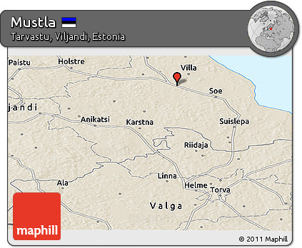 Shaded Relief Panoramic Map of Mustla