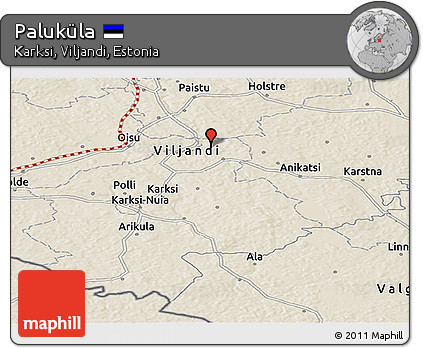 Shaded Relief Panoramic Map of Paluküla